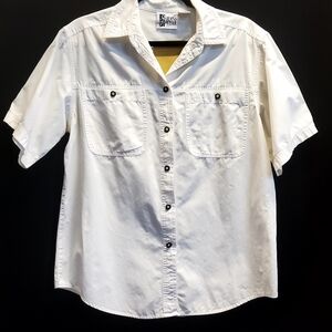 Jeans Wear - S/S white button down shirt.